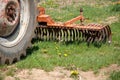 Old farm tractor plow