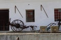 Old farm with vintage agricultural tools Royalty Free Stock Photo