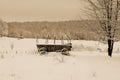 Old Farm Wagon In Winter Scen