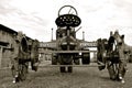 Old Farmall tractor at a threshing show(B & W) Royalty Free Stock Photo