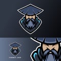 Old farmer mascot sport esport logo template with cap, beard, hat