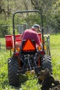 Old Farmer Plowing His Garden With A Single Bottom Plow Royalty Free Stock Photo