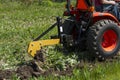 Old Farmer Plowing With A Single Bottom Plow. Royalty Free Stock Photo