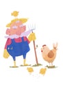 Old farmer and his chickens Royalty Free Stock Photo