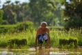 Old farmer working