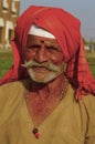 Old farmer with a wrinkled face near Pune, Maharashtra