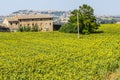 Old farmhouse and panorama of Osimo Royalty Free Stock Photo