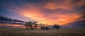 Old Farmhouse at Sunset on the Plains