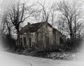 Vintage Farmhouse on wooded roadside