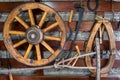 Old farming tools. Agriculture equipment retro collection