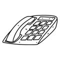 Old fashined telephone in hand drawn doodle style. Retro vintage telephone isolated on white background. Illustration. Royalty Free Stock Photo