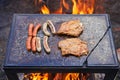 Old fashion barbeque party food on the granite stone slab. Royalty Free Stock Photo