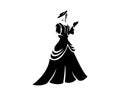 Old Fashion with a Lady Dressed Victorian Dress Silhouette Royalty Free Stock Photo