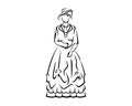 Old Fashion Lady Dressed Victorian Dress with Silhouette Style Royalty Free Stock Photo