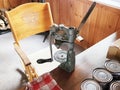 Old fashion Maple syrup canning machine for production in Maple farm. Royalty Free Stock Photo