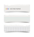 Old fashion notebook paper sheets banner
