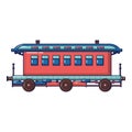 Old fashion passenger wagon icon, cartoon style Royalty Free Stock Photo