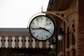 Old fashion retro clock in steam train station Royalty Free Stock Photo