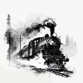 Old fashion steam train locomotive engine on railway track with big smoke vector Royalty Free Stock Photo