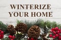 Old fashion winter message with winter garland