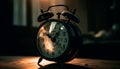 Old fashioned alarm clock ringing on night table generated by AI Royalty Free Stock Photo