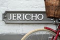 Old Fashioned Bicycle With Basket Against Street Sign In Jericho District Of Oxford UK Royalty Free Stock Photo