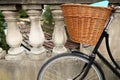 Old Fashioned Bicycle On Magdalen Bridge Over River Cherwell In Oxford With Punts Moored In Background Royalty Free Stock Photo