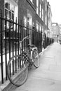 Old-fashioned bicycle in a quiet London Street