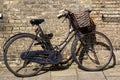 Old-Fashioned Black Bicycle With Basket Royalty Free Stock Photo