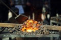 Old fashioned blacksmith furnace with burning coals Royalty Free Stock Photo