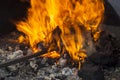 Old-fashioned blacksmith furnace with burning coals