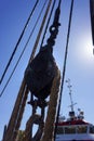 Old fashioned block and tackle on a sailing ship Royalty Free Stock Photo