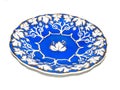 An old fashioned blue plate over white