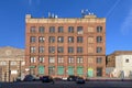 Old-fashioned brickwall factory building against a blue sky on a beautiful sunny day in the Bronx, New York Royalty Free Stock Photo