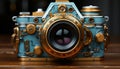 Old fashioned camera on wooden table, capturing history with elegance generated by AI Royalty Free Stock Photo