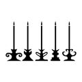 Old-fashioned candle silhouette set