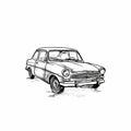 Charming Soviet Lens Style Car Drawing On White Background