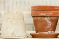 Old fashioned ceramic clay vases bowls Royalty Free Stock Photo