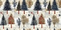 Old-Fashioned christmas tree with primitive hand sewing fabric effect border. Cozy nostalgic homespun winter hand made Royalty Free Stock Photo