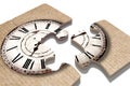 Old-fashioned clock print on puzzle pieces Royalty Free Stock Photo