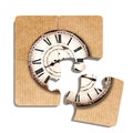 Old-fashioned clock print on puzzle pieces Royalty Free Stock Photo