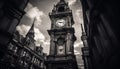 Old fashioned clock tower in historic British capital, a Gothic monument generated by AI