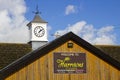 An old fashioned clock tower with a weather on a garden centre store near Kircubbin in Northern Ireland