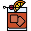 Old Fashioned Cocktail icon, Alcoholic mixed drink vector