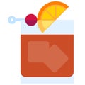 Old Fashioned Cocktail icon, Alcoholic mixed drink vector