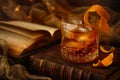 Classic Old Fashioned Drink With Orange Peel