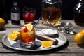 Old Fashioned Cocktail in Vintage Style Bar Royalty Free Stock Photo