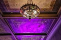 Old Fashioned Colorful Ceiling Lighting in Old Decaying Building