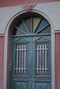 Old-fashioned colorful wooden door