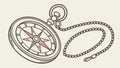 Old Fashioned Compass and Chain Nautical Navigation Icon, vector design Generative AI Royalty Free Stock Photo